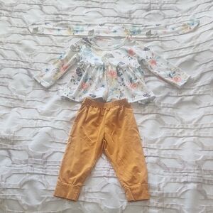 Floral Top and Orange Pants Set for Kids